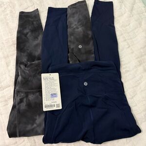 2 -Lululemon Wunder Train 25”Leggings, navy and grey size 2